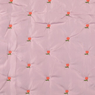 Stepped matelasse embroided flowers pink