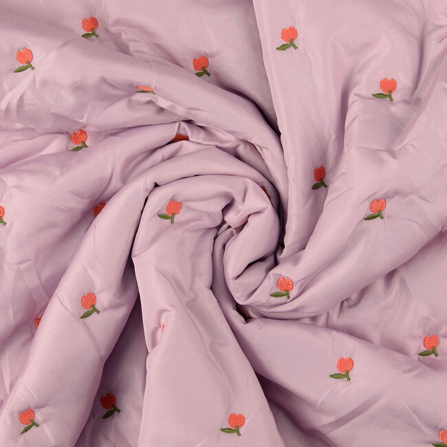 Fibre Mood Stepped matelasse embroided flowers pink