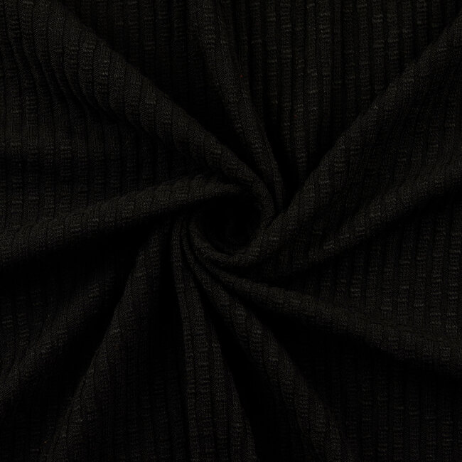 De Stoffenkamer Ribbed Knit cotton mix - black