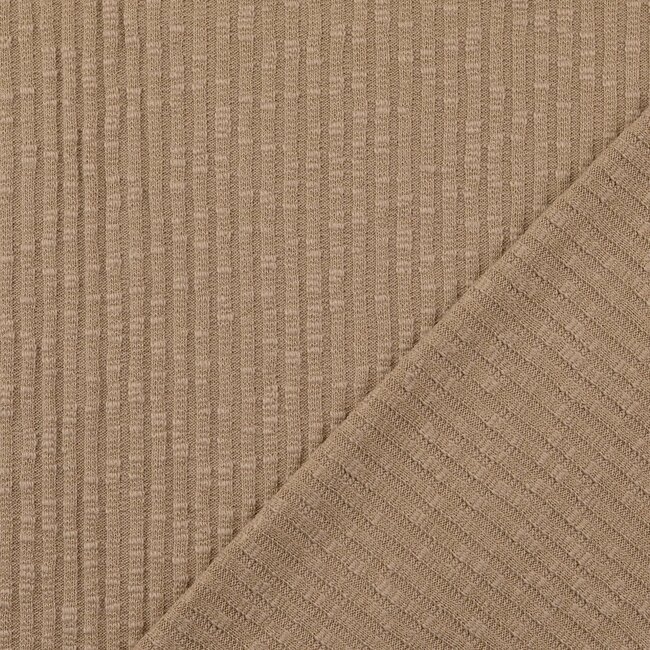 De Stoffenkamer Ribbed Knit cotton mix - dark sand