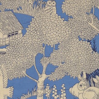 Kokka Cotton linen blend MARBLE SUD -  blue