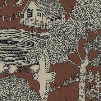 Kokka Cotton linen blend MARBLE SUD -  chocolate