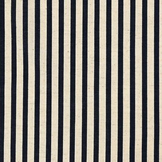 Kokka COUPON -70cm - Cotton linen blend stripes -  dark blue