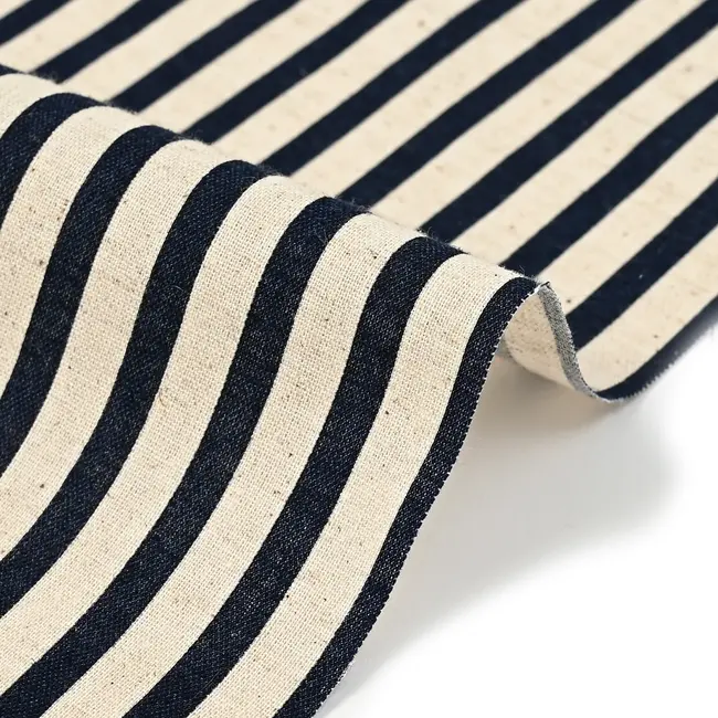 Kokka Cotton linen blend stripes -  dark blue