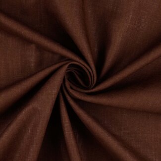 De Stoffenkamer Washed Linen uni - dark chocolate brown