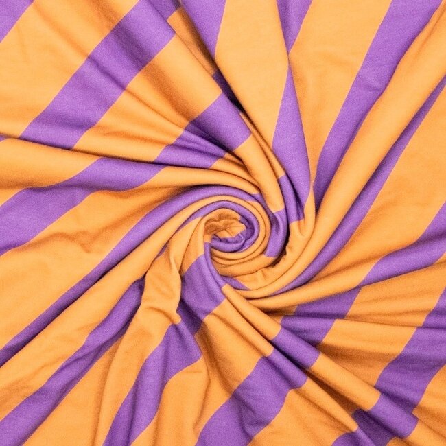 French Terry - Diagonal stripes purple/apricot