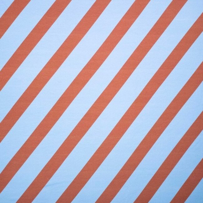 French Terry - Diagonal stripes brickred/sky