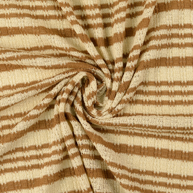 Summer Knit cotton mix - stripes camel