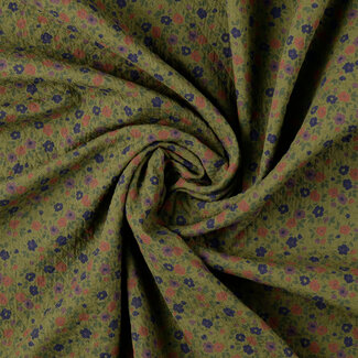 De Stoffenkamer Stitched Vintage Structure Cotton floral - khaki