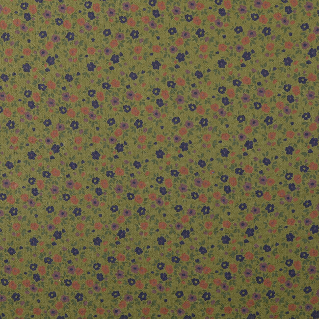 De Stoffenkamer Stitched Vintage Structure Cotton floral - khaki