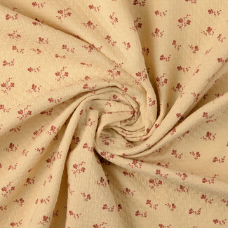 De Stoffenkamer Stitched Vintage Structure Cotton floral - cream tiny