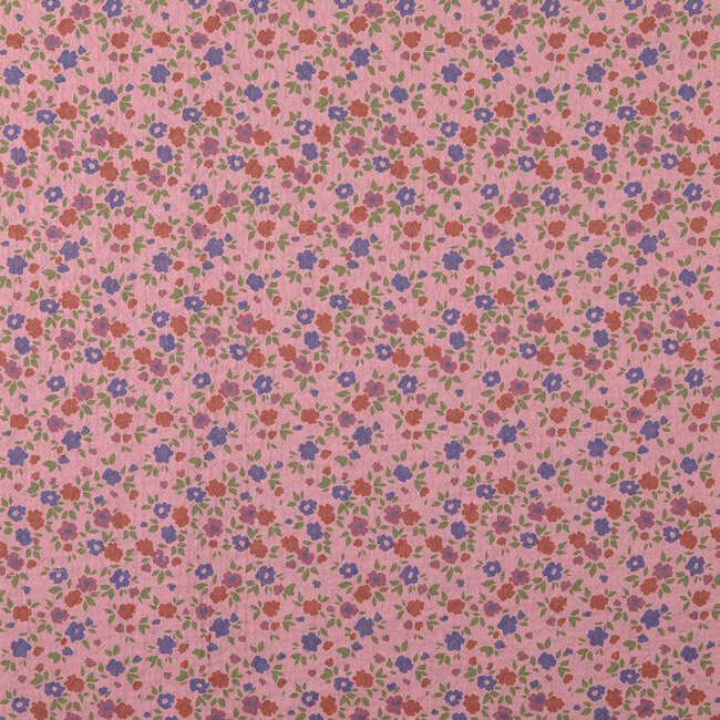 De Stoffenkamer Stitched Vintage Structure Cotton floral - multi pink