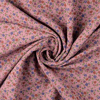 De Stoffenkamer Stitched Vintage Structure Cotton floral - multi pink