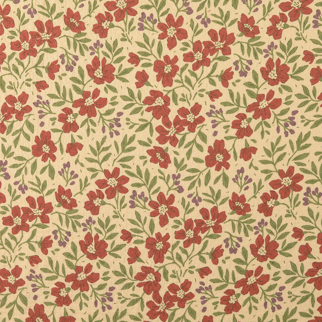 De Stoffenkamer Stitched Vintage Structure Cotton floral - cream medium