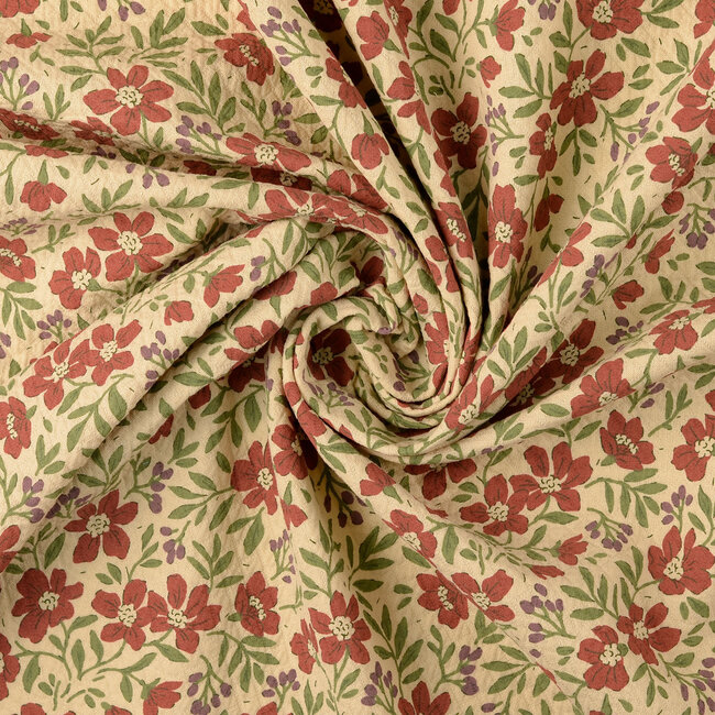 De Stoffenkamer Stitched Vintage Structure Cotton floral - cream medium