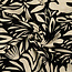 De Stoffenkamer Linen Mix naturel graphic flowers black