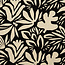 De Stoffenkamer Linen Mix naturel graphic flowers black