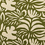 De Stoffenkamer Linen Mix naturel graphic flowers olive