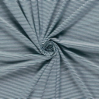 Tricot oeko-tex - horizontal stripes mini ecru/dark blue