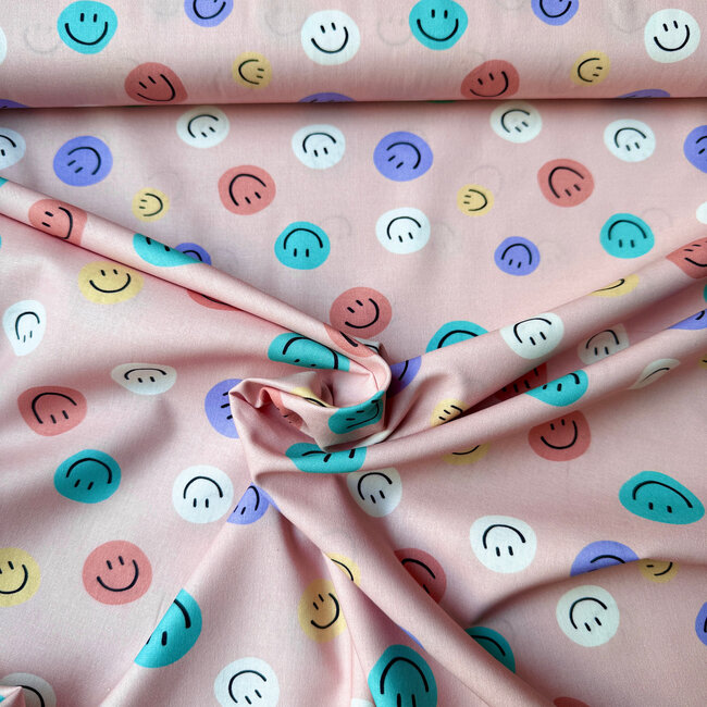 Cotton Poplin - smiley soft pink