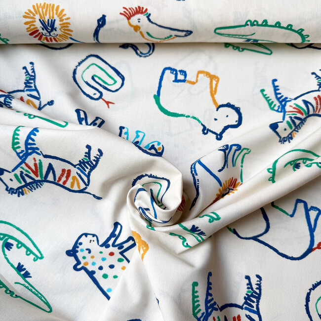Cotton Poplin - to the zoo creme