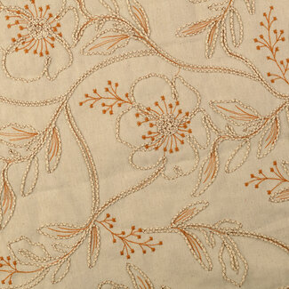 De Stoffenkamer Naturel linen mix structure special Flowers