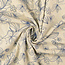 De Stoffenkamer Naturel linen mix Embroidery Flowers navy