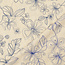 De Stoffenkamer Naturel linen mix Embroidery Flowers navy