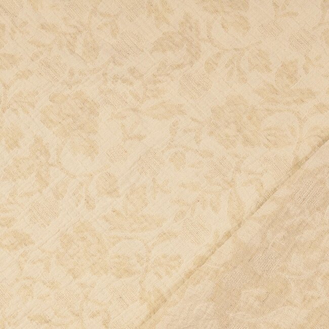 De Stoffenkamer Cotton Linen gauze structure leafs sand