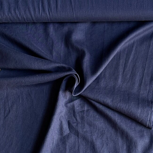 De Stoffenkamer Washed Linen soft touch -  navy Blue