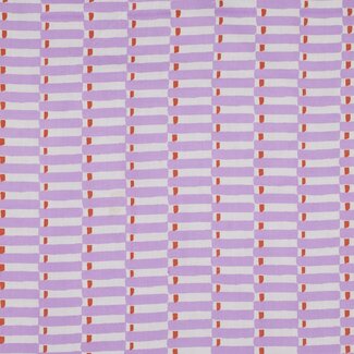 Handmade blockprint Cotton Poplin - stripes lilac