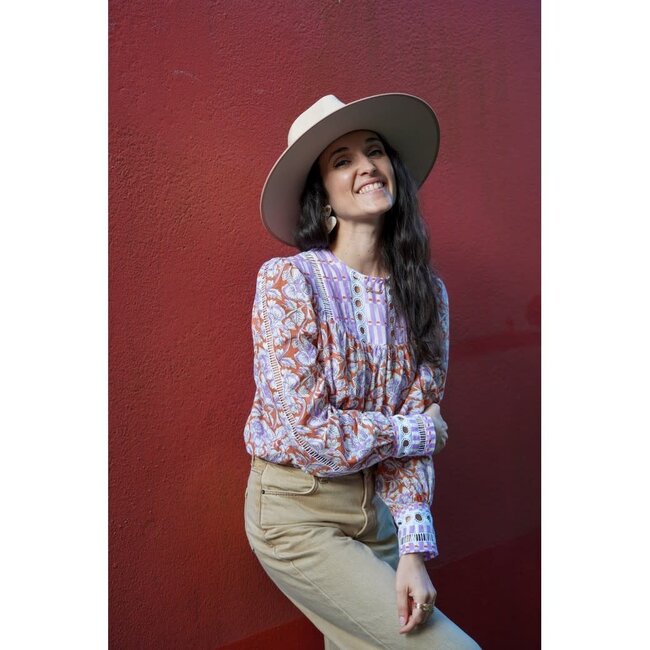 Handmade blockprint Cotton Poplin - stripes lilac