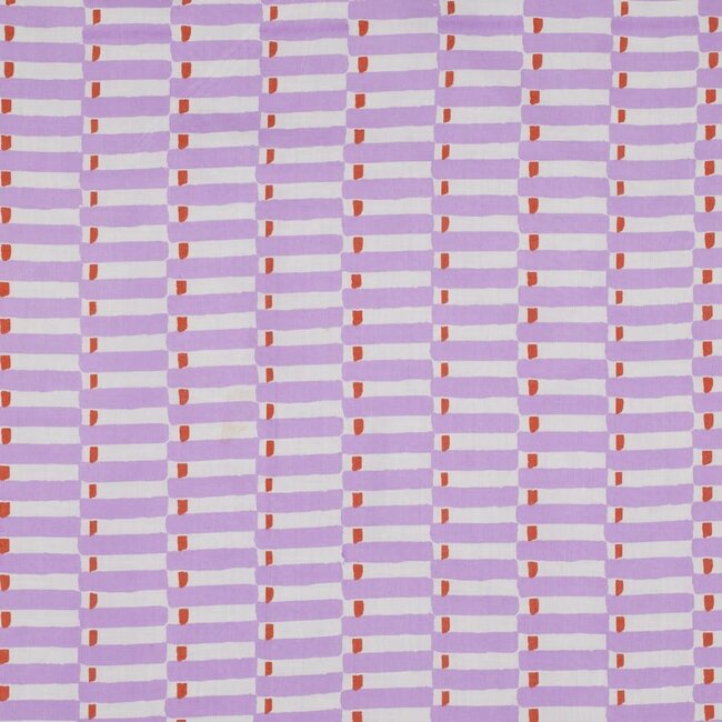 Handmade blockprint Cotton Poplin - stripes lilac