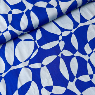 Viscose ecovero blouse - geo shapes blue