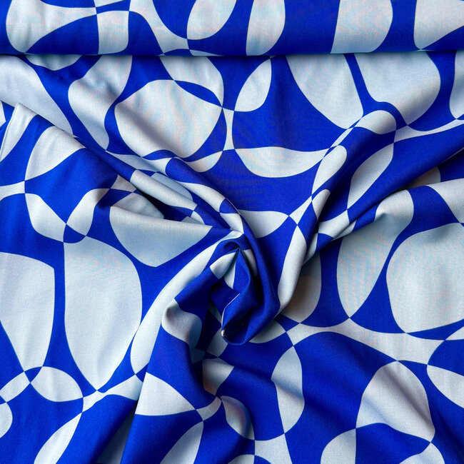 Viscose ecovero blouse - geo shapes blue