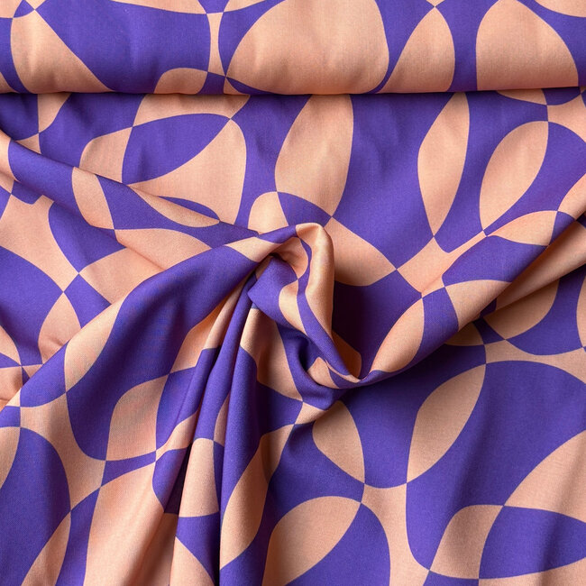Viscose ecovero blouse - geo shapes purple