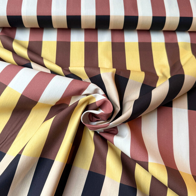 Cotton Poplin - blocks multi brown