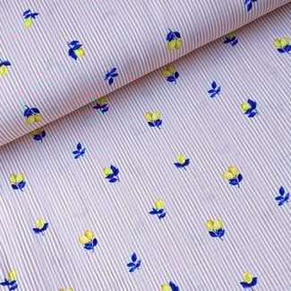 De Stoffenkamer Double gauze tetra - mini stripes pink lemon