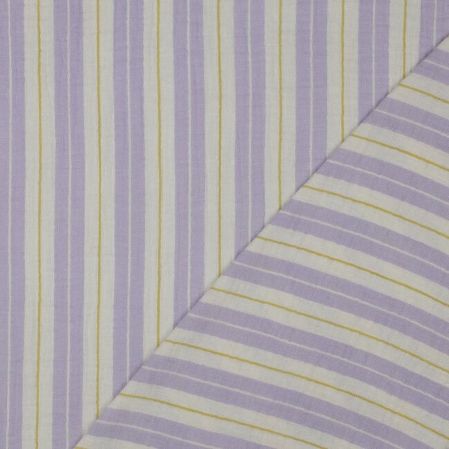 De Stoffenkamer Double gauze tetra - stripes lilac