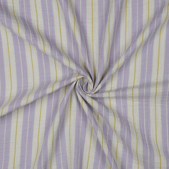 De Stoffenkamer Double gauze tetra - stripes lilac