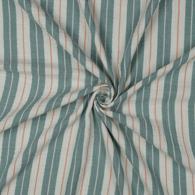 De Stoffenkamer Double gauze tetra - stripes green
