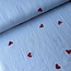 De Stoffenkamer Double gauze tetra - broderie big hearts sky