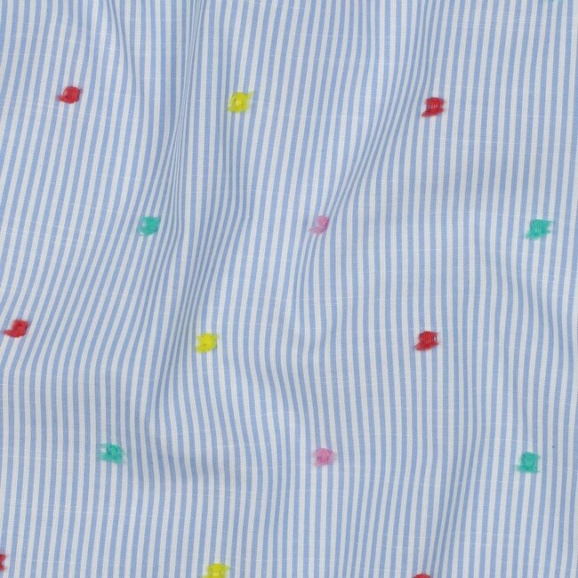 Voile Cotton Plumetis multi dots - lightblue stripes