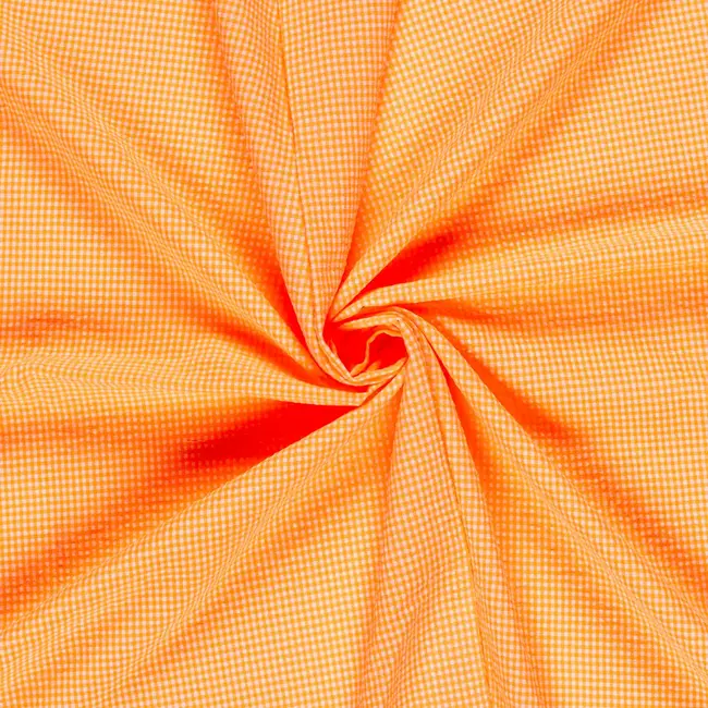 Seersucker Cotton mix - mini checks orange