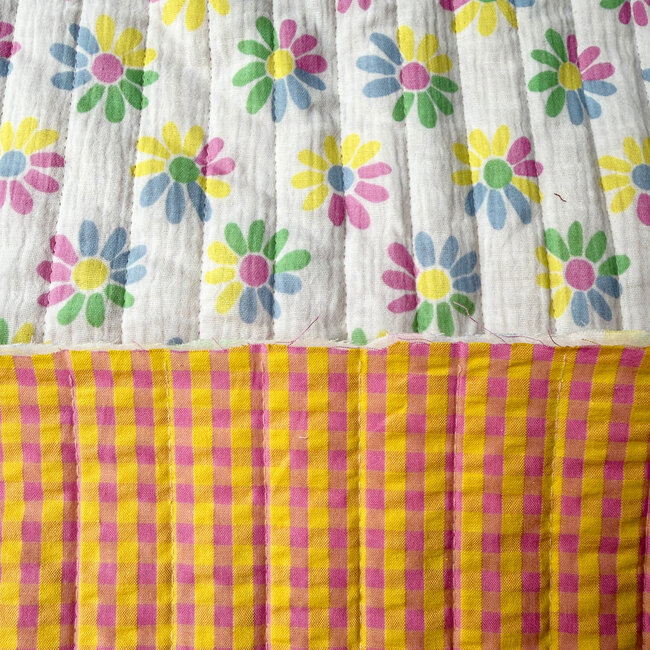 De Stoffenkamer Stepped Cotton Double Gauze tetra - retro flowers white