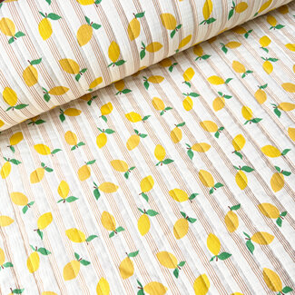 De Stoffenkamer Stepped Cotton Double Gauze tetra - striped lemons