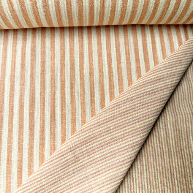 De Stoffenkamer Double Gauze cotton Tetra - double stripes lemon / mango