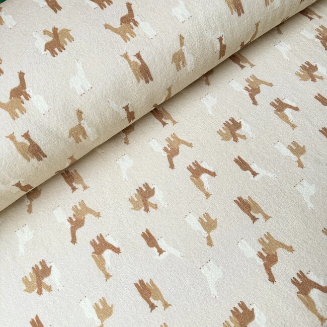 De Stoffenkamer Rekbare badstof spons - spring drop 185cm - lama