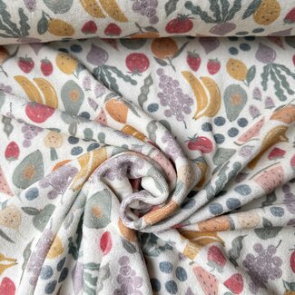 De Stoffenkamer Rekbare badstof spons - spring drop 185cm - fruit salad