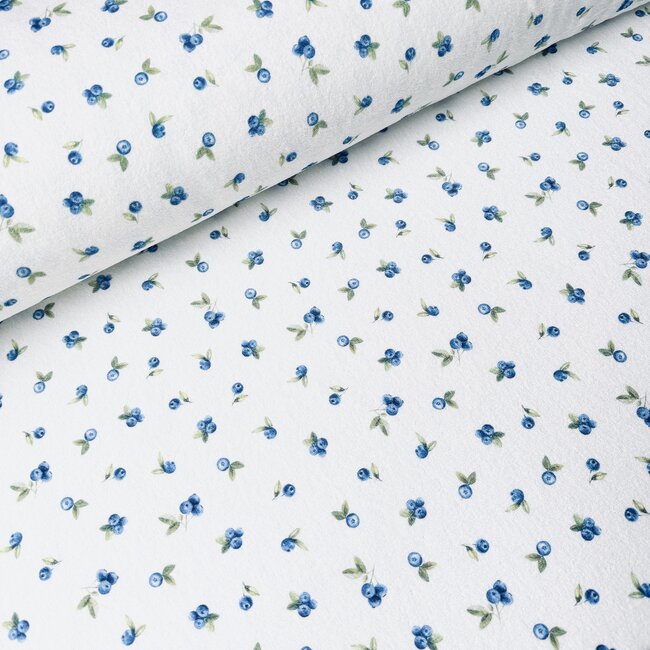 De Stoffenkamer Rekbare badstof spons - spring drop 185cm - blue berries